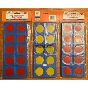 Giant Magnetic Foam Ten Frames Set Of 3 Math Learning Tool 6 total pcs